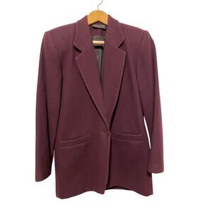 Prestwyck Ltd burgandy wool blazer lined shoulder pads vintage pockets Size S
